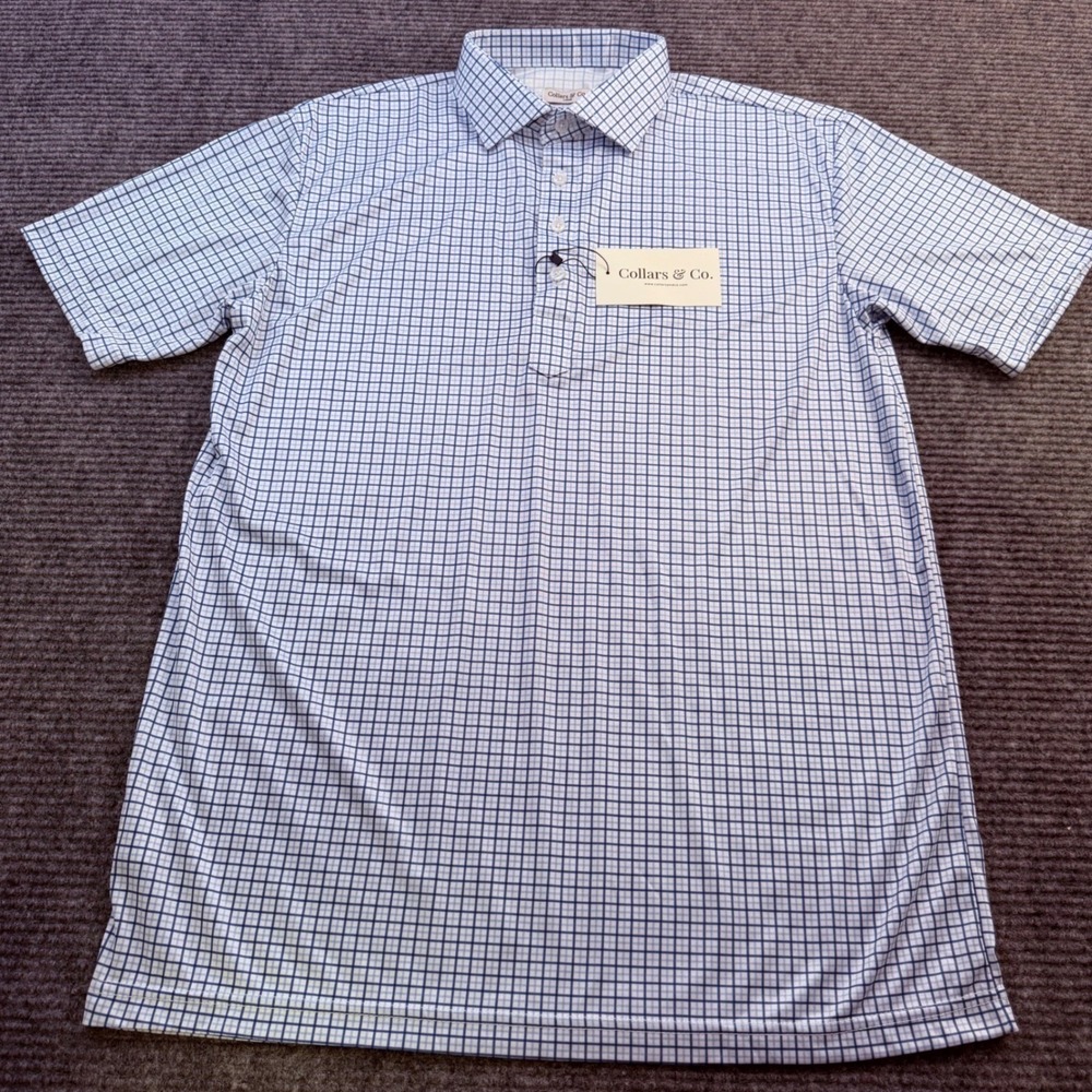 Collars and Co Collar Polo S/S Shirt Mens Size 2XL Tall Blue White Checkered NWT - Picture 2 of 4